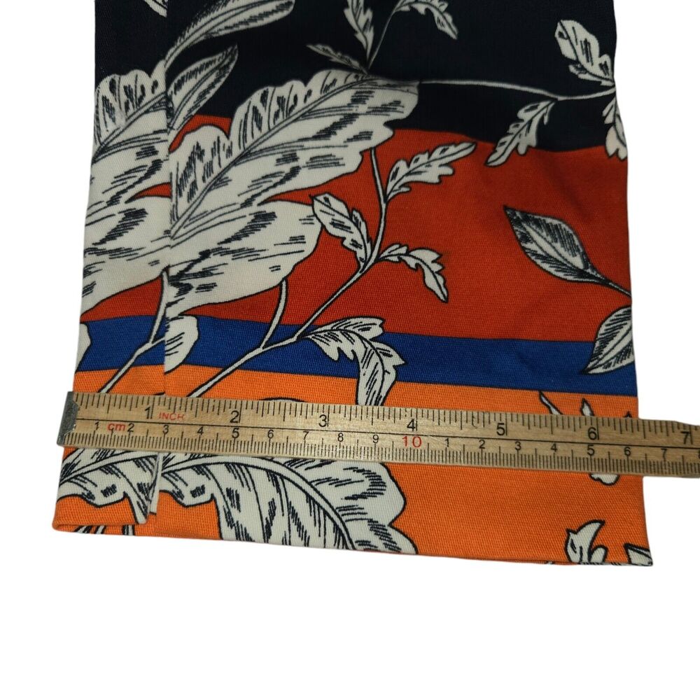 Zara‎ Womens Size 6 Pants Stretch Navy Tropical Floral Color Block Cropped Ankle - Picture 12 of 14